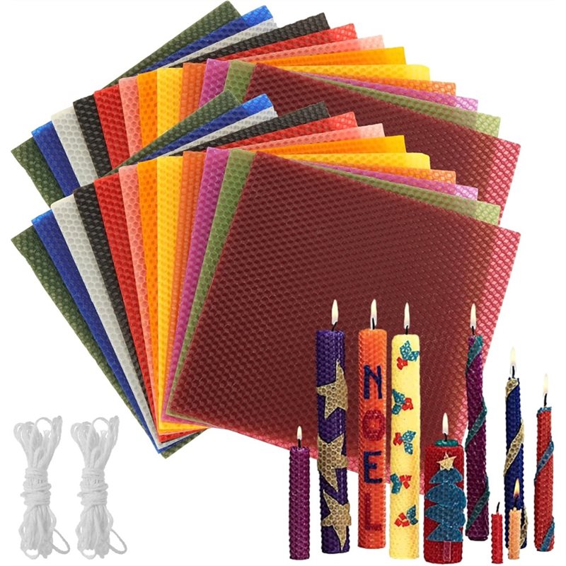 Candle Making Kit Beeswax - 24Pcs 8x8 Inch Beeswax Sheets for